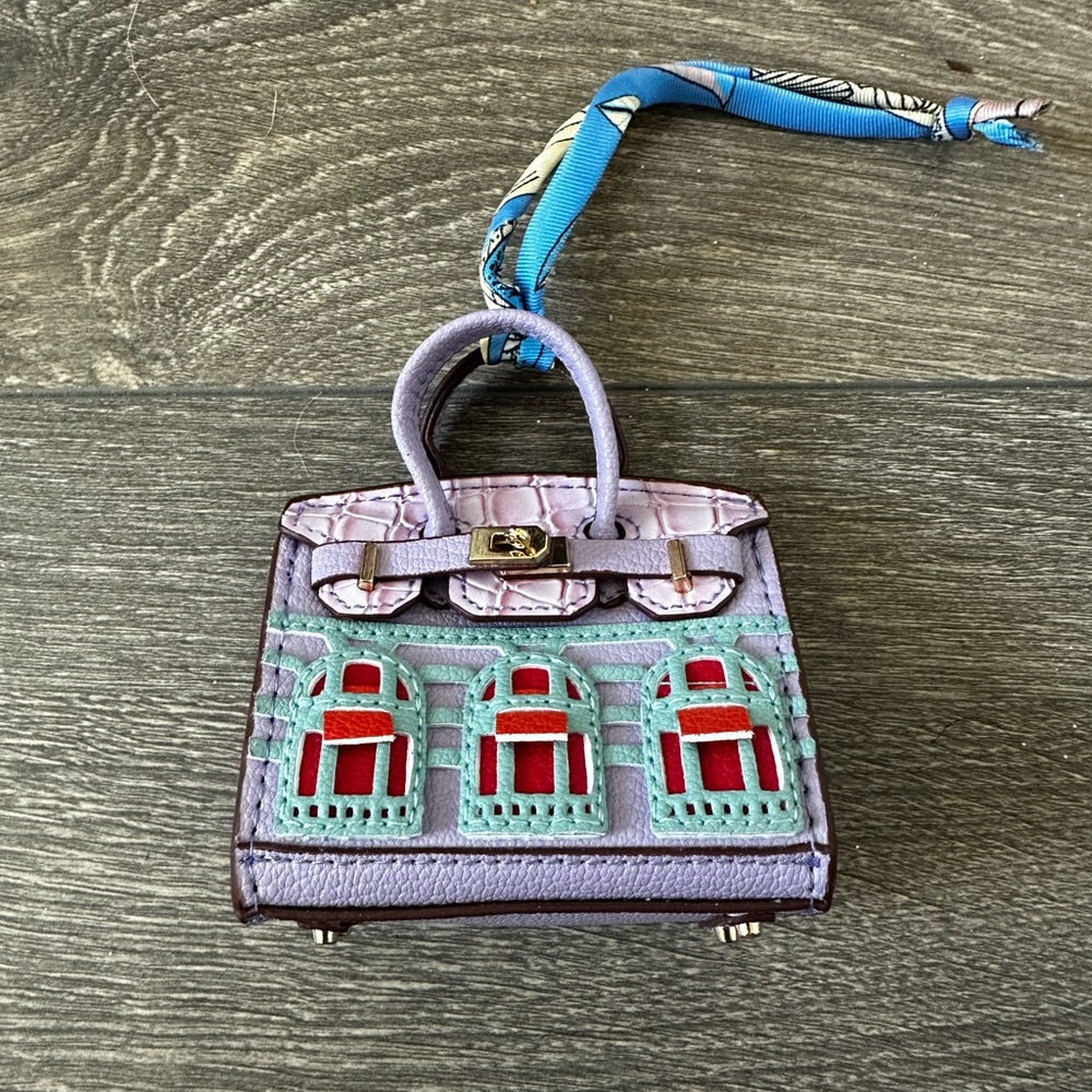 Miniature Purple and Red Handbag Charm- Birkin